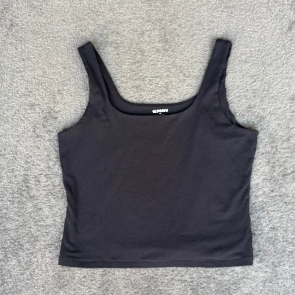 Old Navy Womens XL Black Square Neck First Layer Tank Top Stretch Cotton Basic